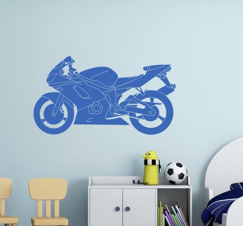 Muursticker motor fiets kinderkamer decoratie jongen