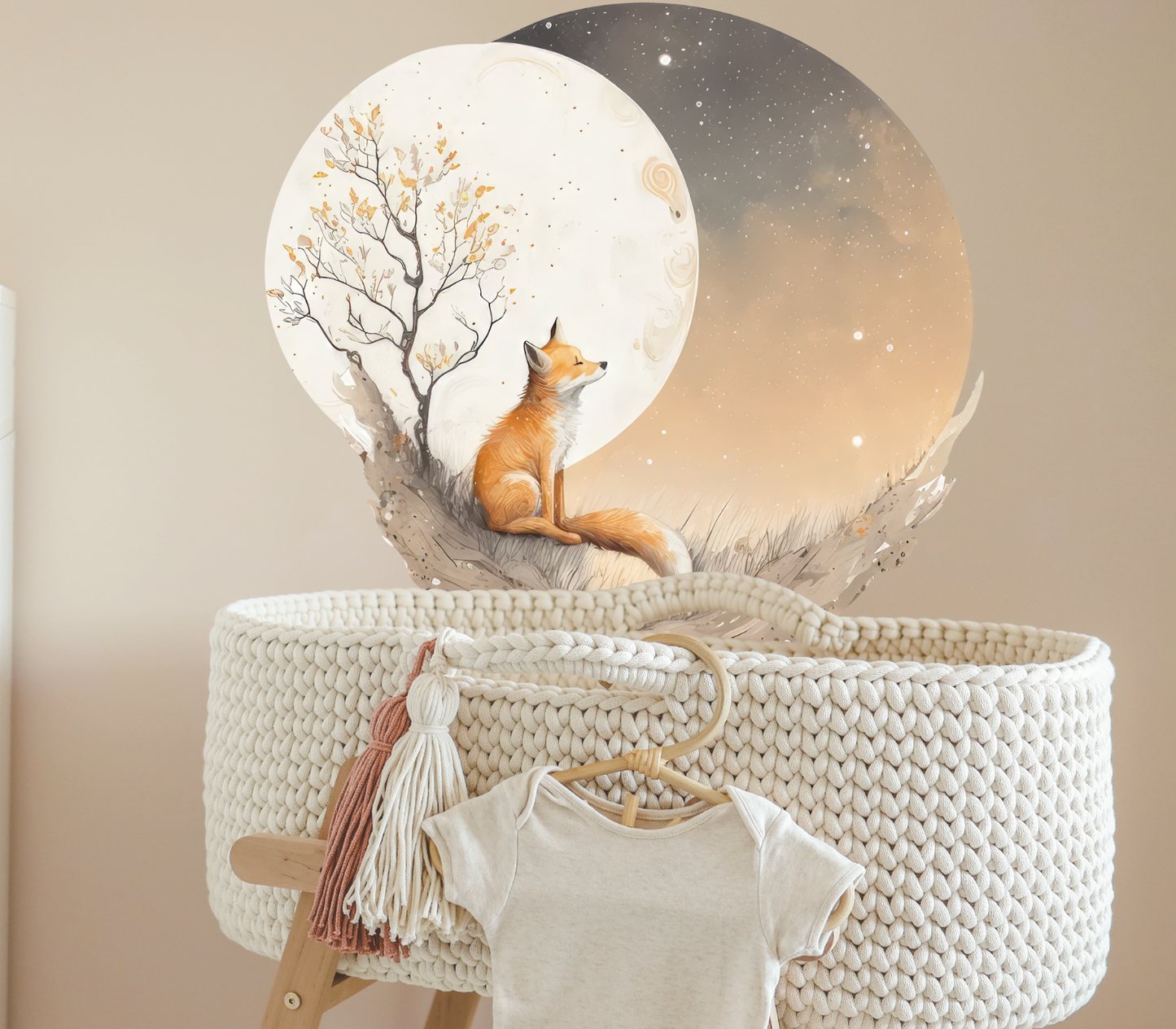 Dreamy Fox wall sticker children's room wall sticker sticker moon round