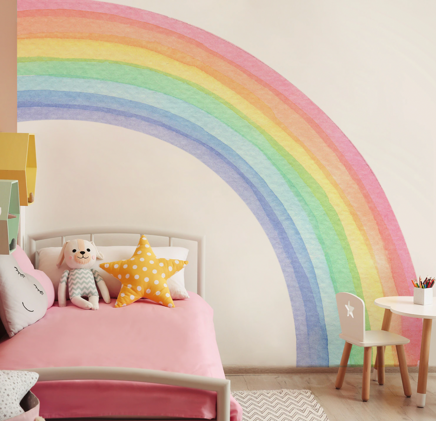 Half Rainbow Wall Sticker Watercolor Wall Decal For Nursery