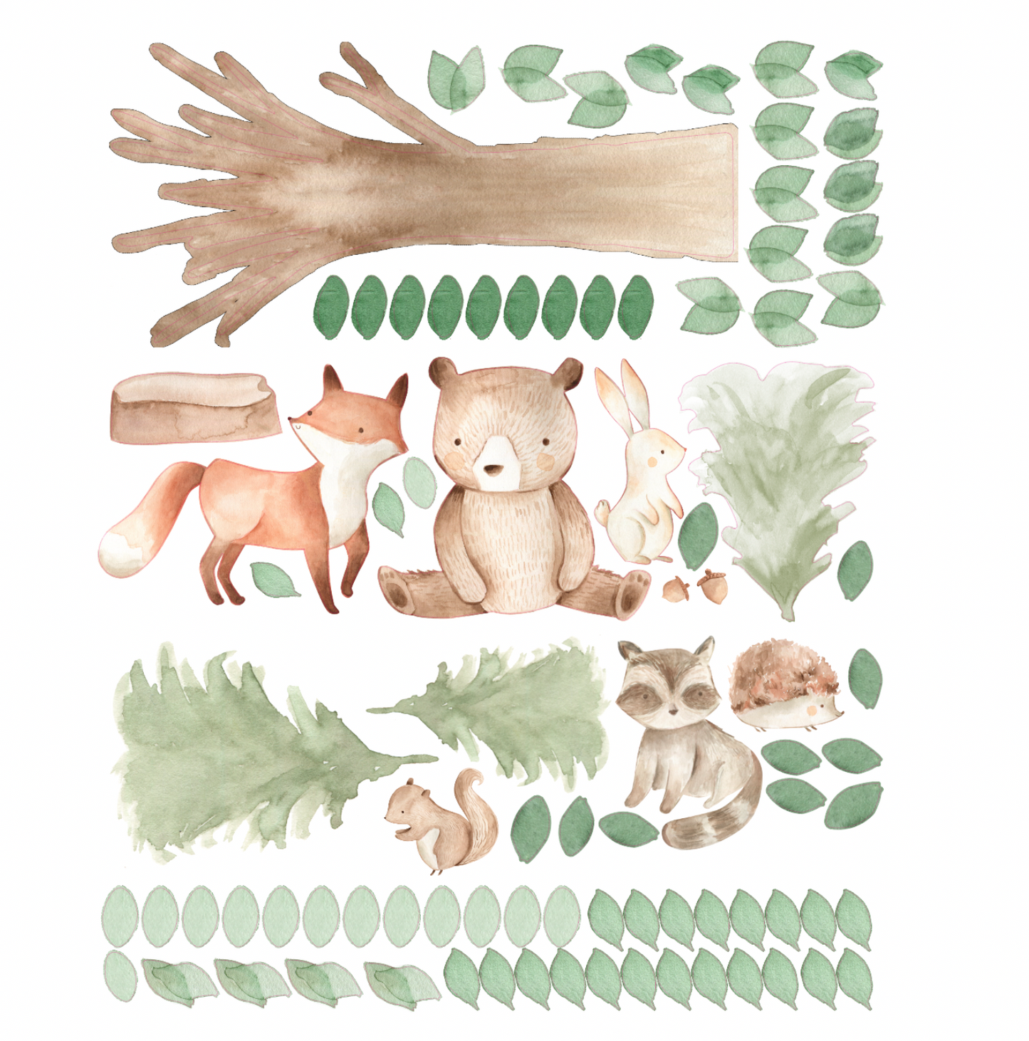 Large Forest Tree Wall Decal with Woodland Animals - Peel & Stick Nursery Sticker