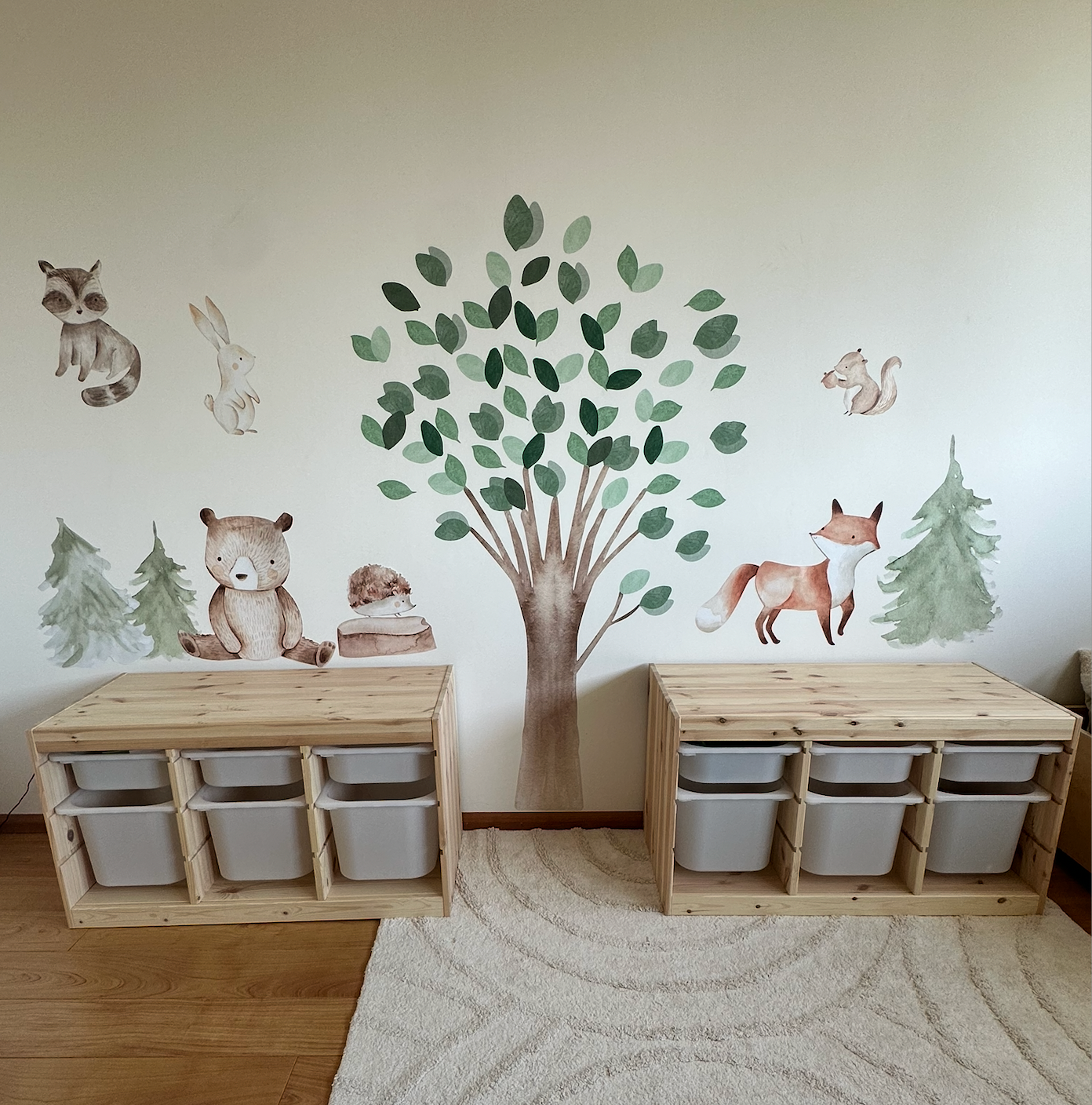 Large Forest Tree Wall Decal with Woodland Animals - Peel & Stick Nursery Sticker