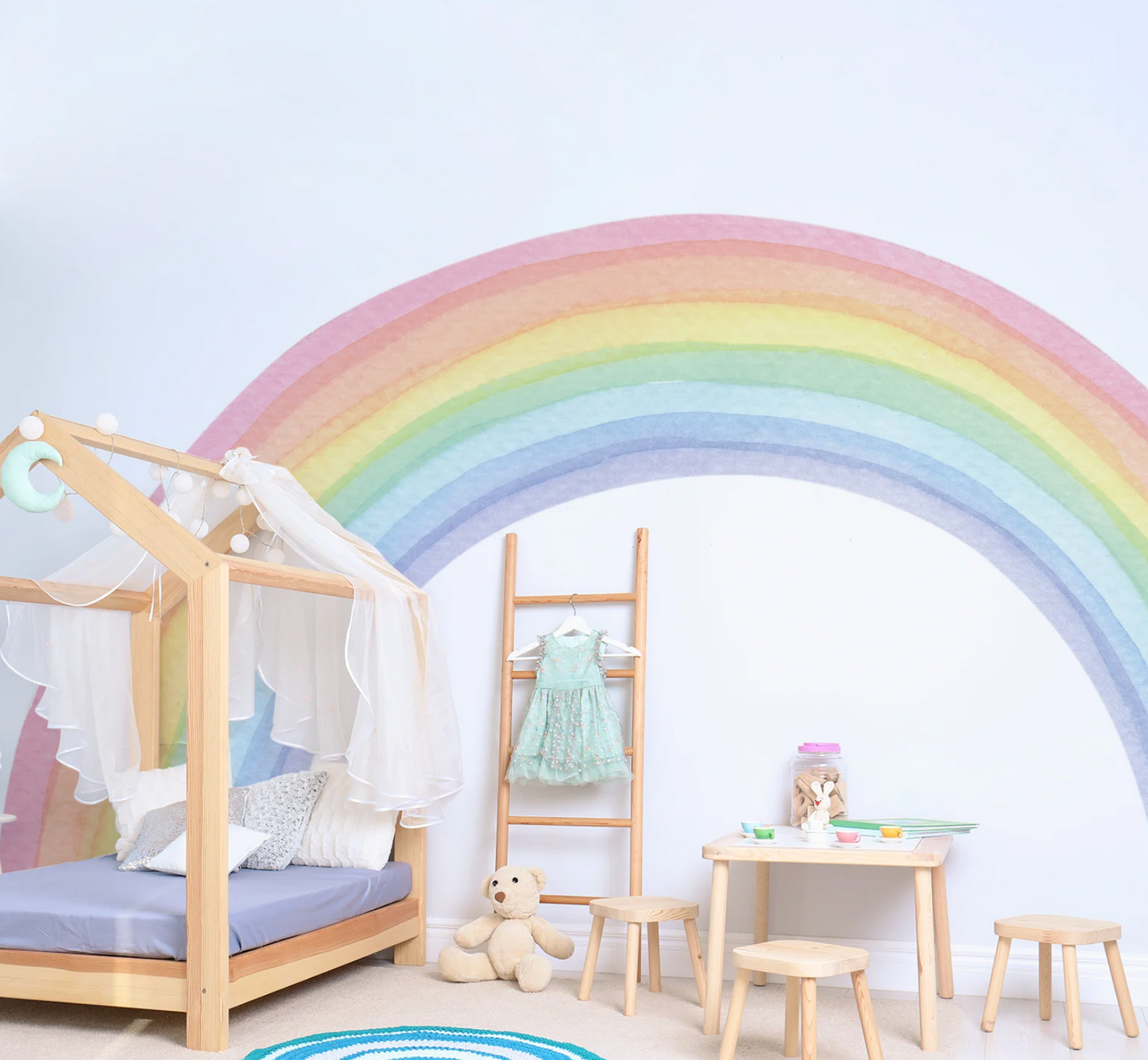 Rainbow Wall Sticker Watercolor Wall Decal For Nursery, Rainbow Wall Decal