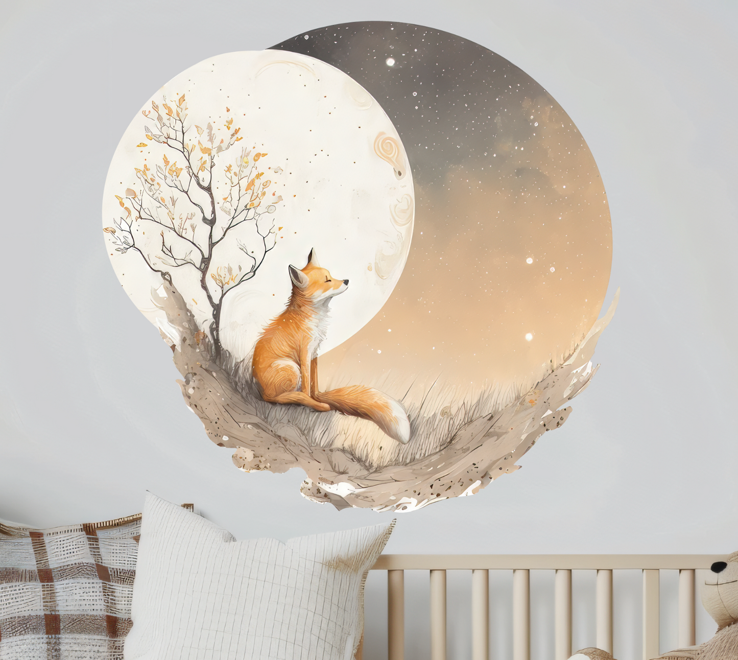Dreamy Fox wall sticker children's room wall sticker sticker moon round