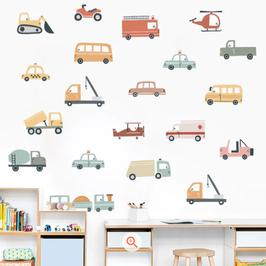 Cars, Vehicles and transport Set Wall Sticker for Children's Room - Neutral colors