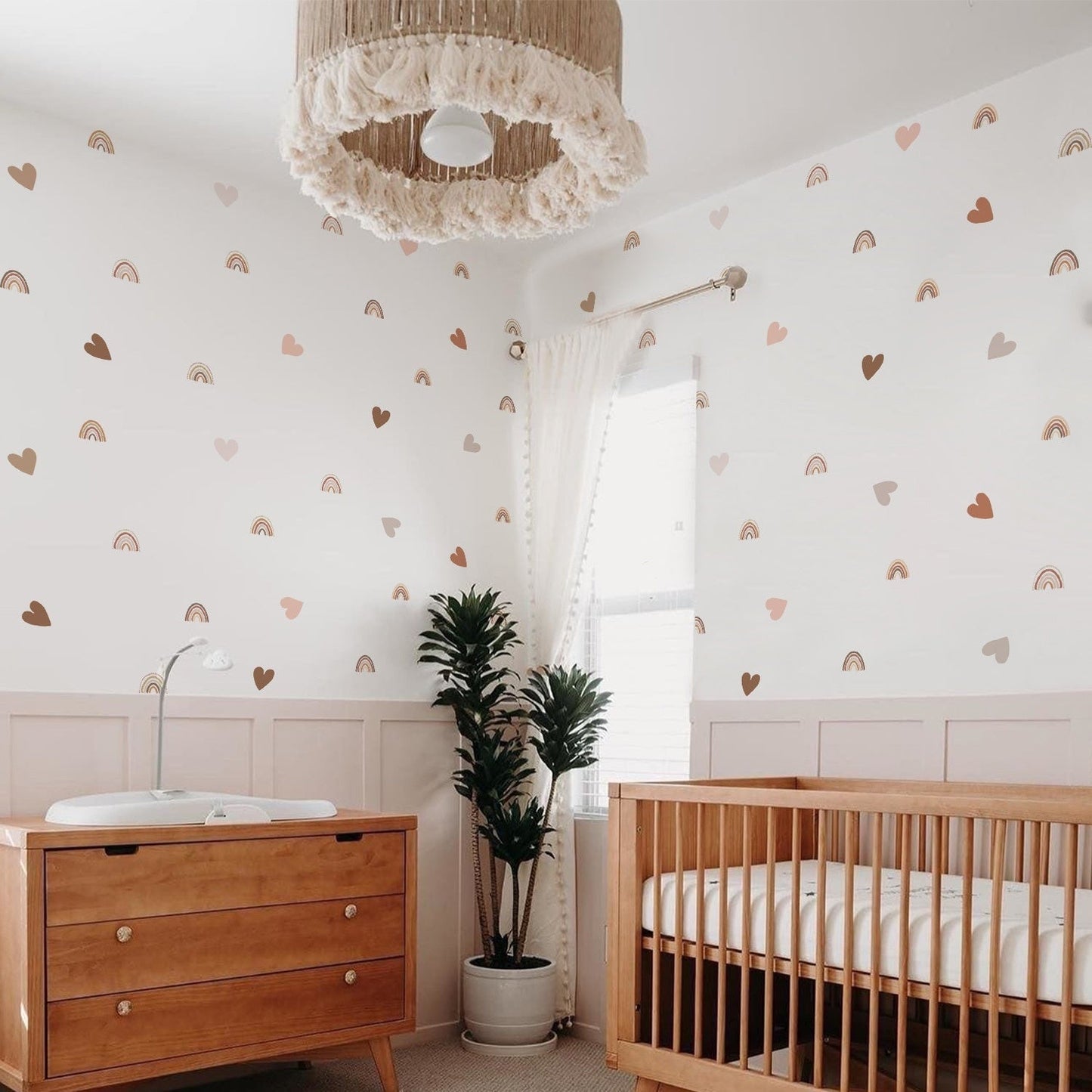 Muursticker boho regenbogen + boho hartjes kinderkamer / babykamer