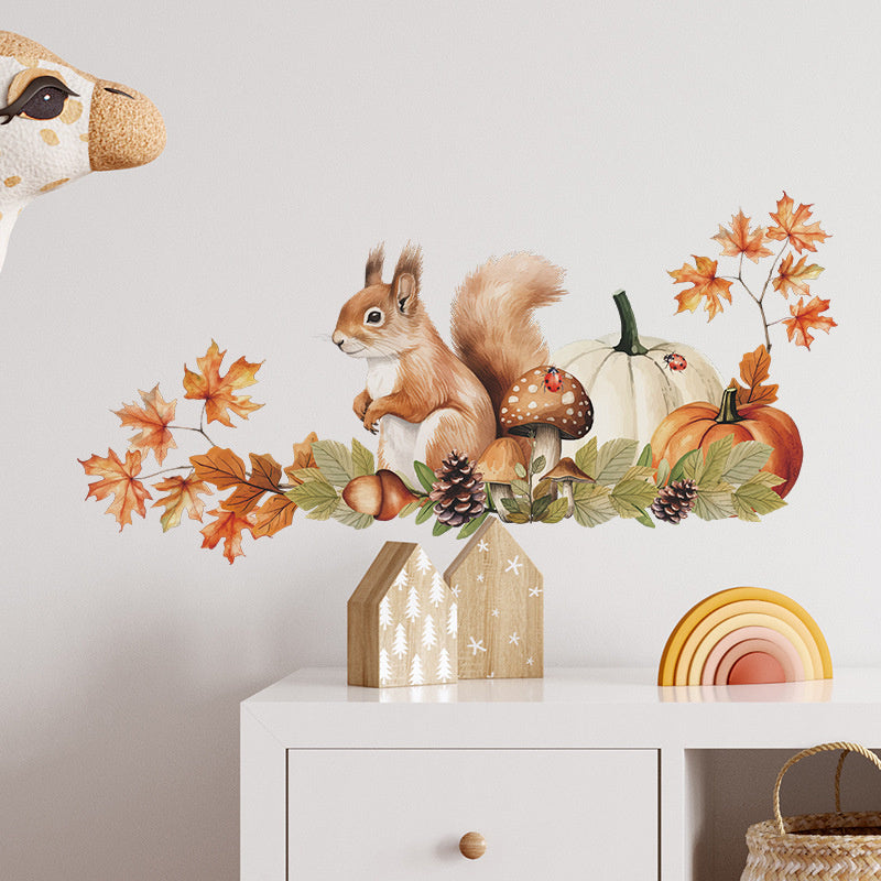 Muursticker eekhoorn bosdieren herfst