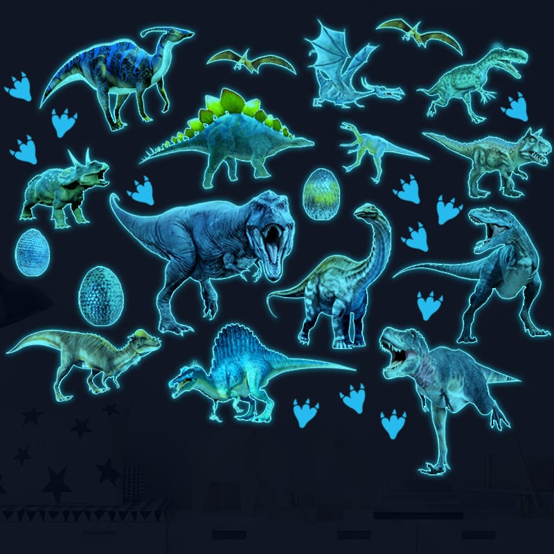 Muursticker dinosaurus glow in the dark kinderkamer