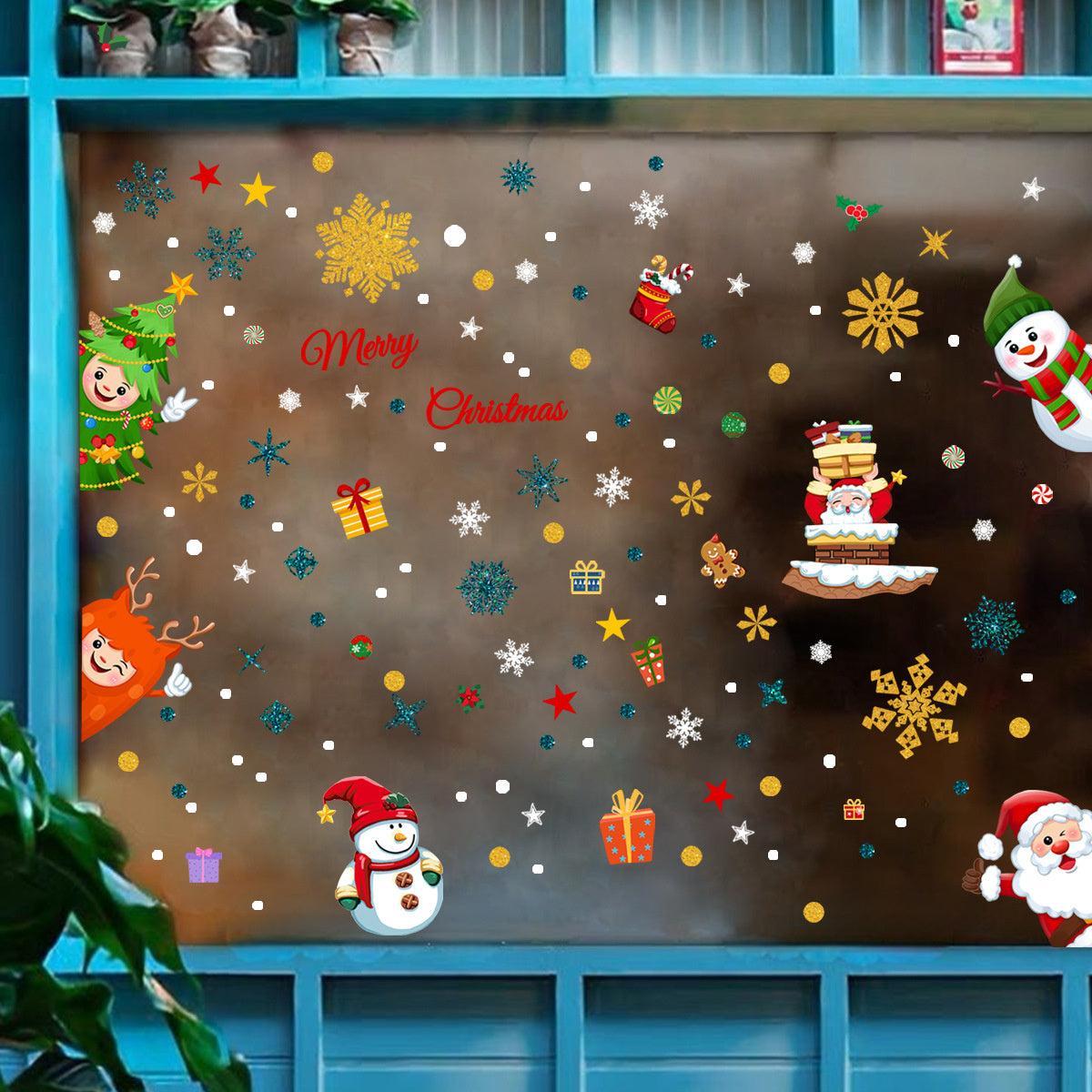Statisch raamfolie stickers Mega Pack kerst 9 vellen kids