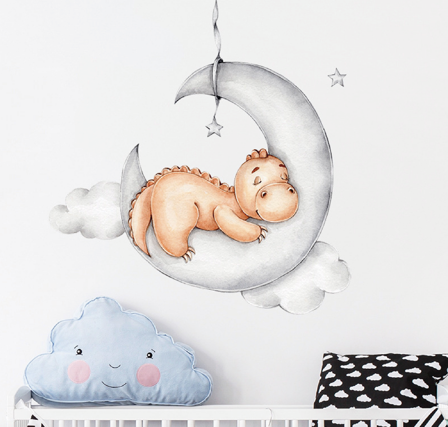Muursticker babykamer dino op maan