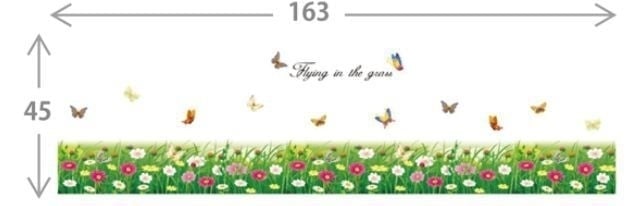 Muursticker bloemen en vlinders strook / plint kinderkamer
