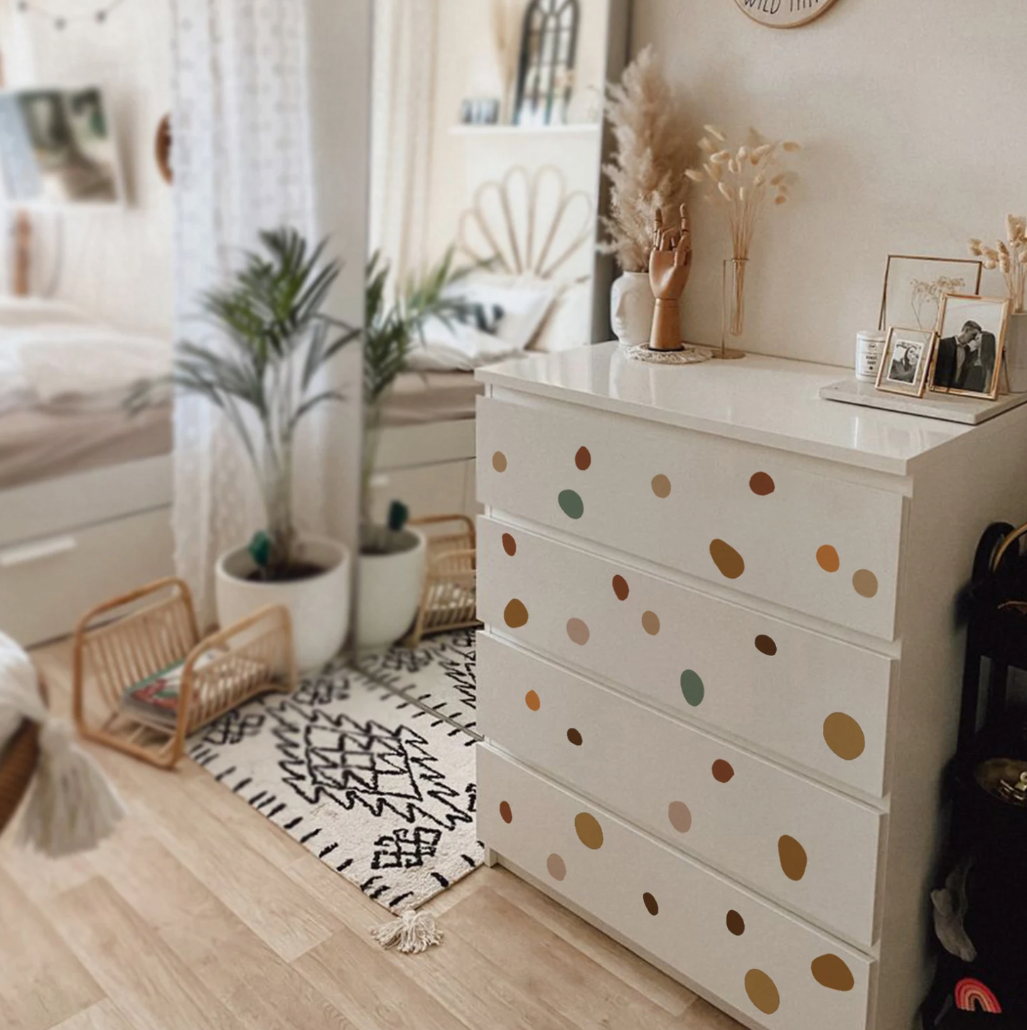 Muursticker boho cirkels polka dots mix kinderkamer