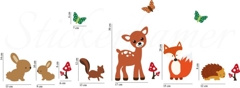 Muursticker bos dieren babykamer / kinderkamer