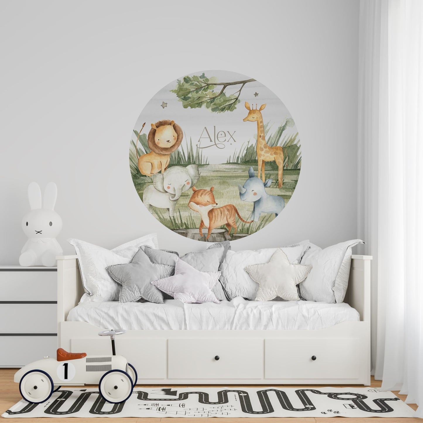 Muursticker cirkel kinderkamer jungle