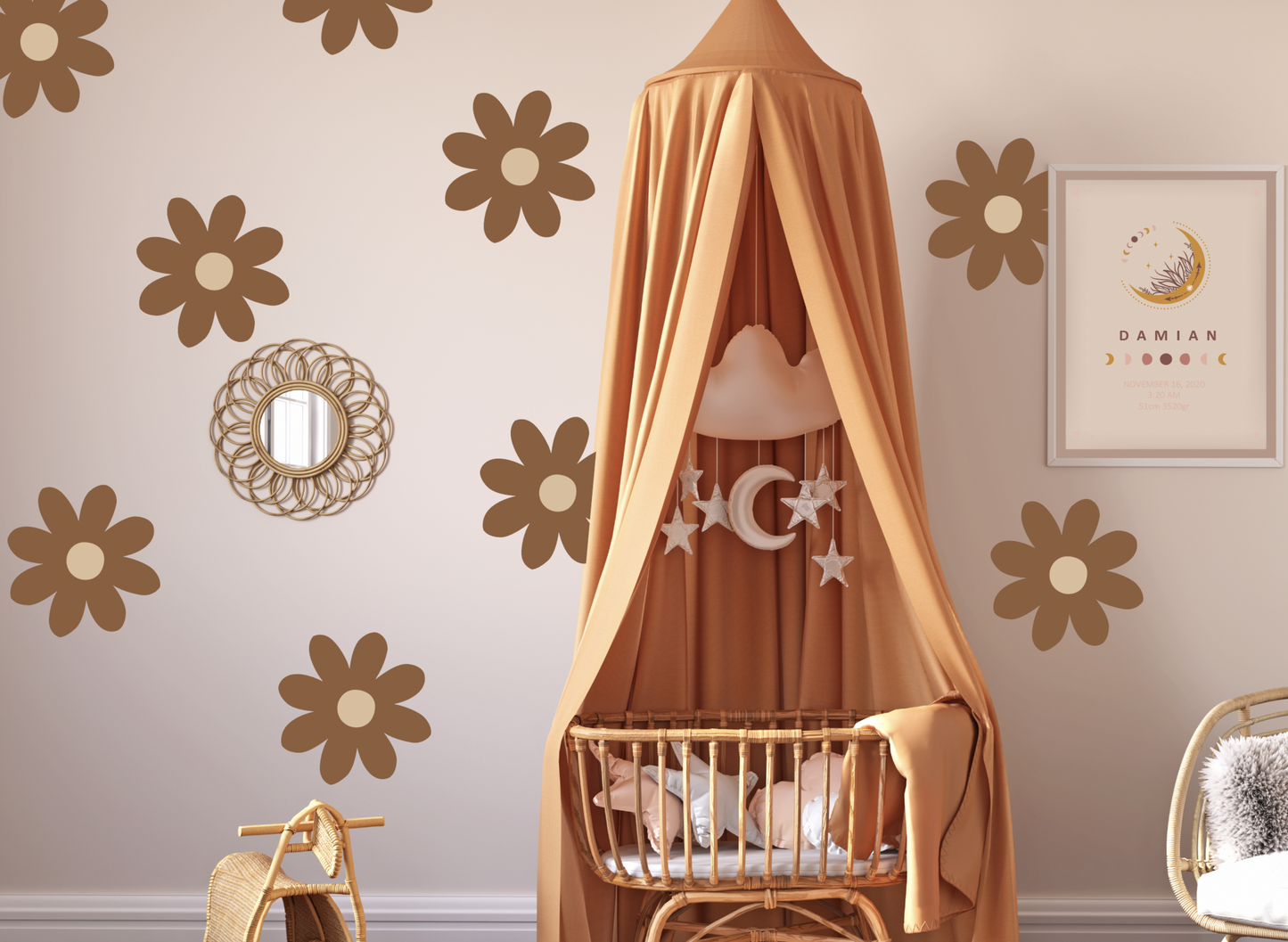 Muurstickers daisy flowers XL - bloemen kinderkamer