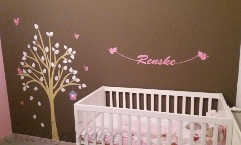 Muursticker design boom met naam + 10 cm stamverlenging