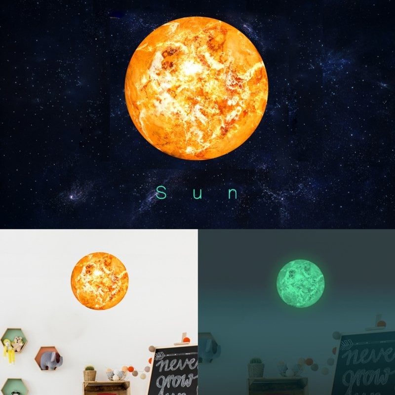 Muursticker glow in the dark zon kinderkamer