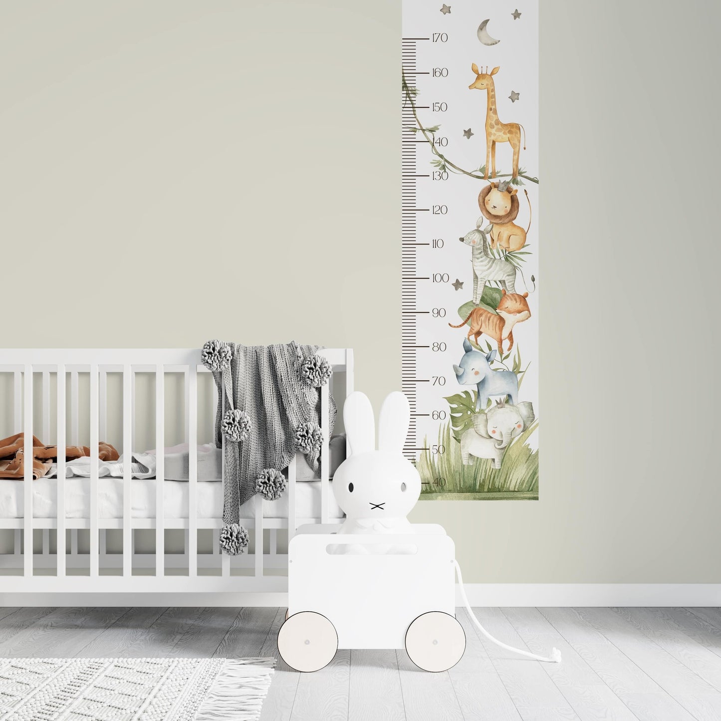 Muursticker groeimeter jungle dieren kinderkamer