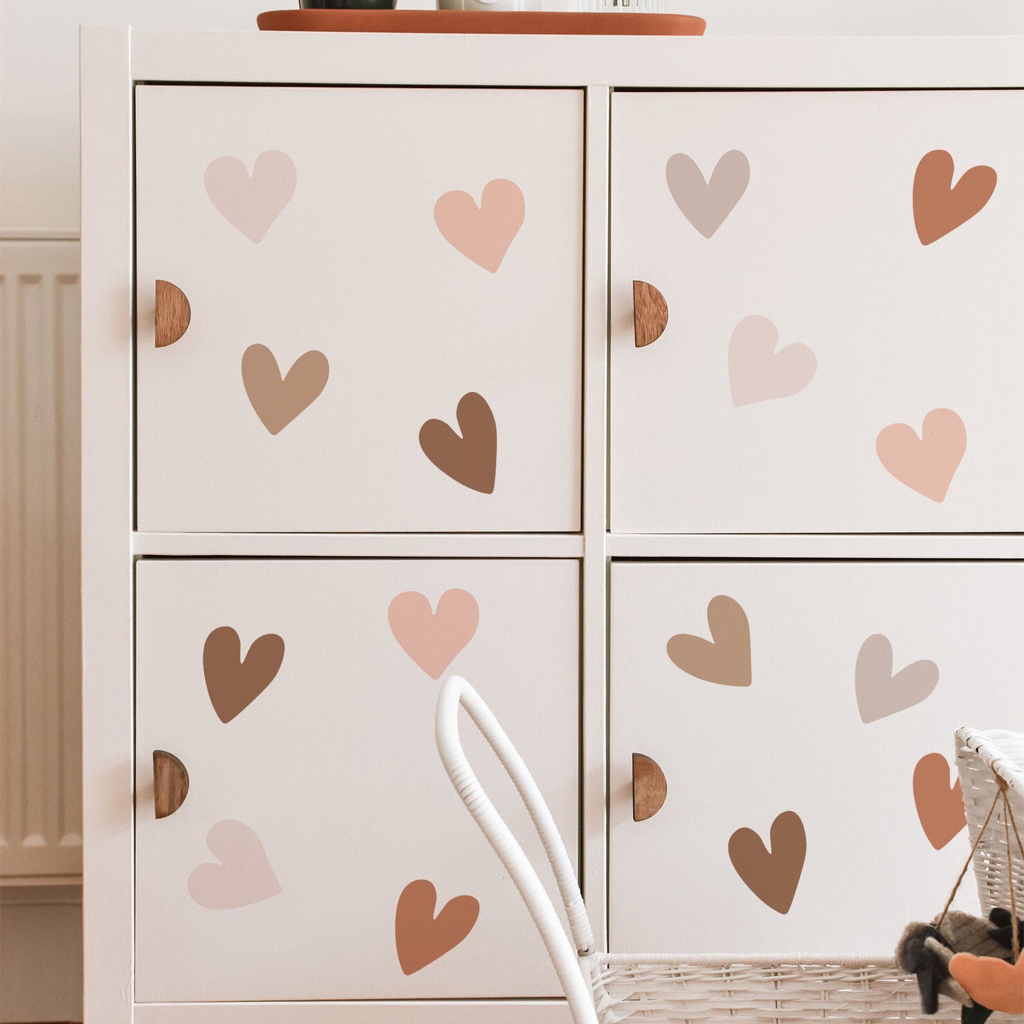 Muurstickers hartjes 36 stuks - aardse kleuren - boho - kinderkamer - muurstickers