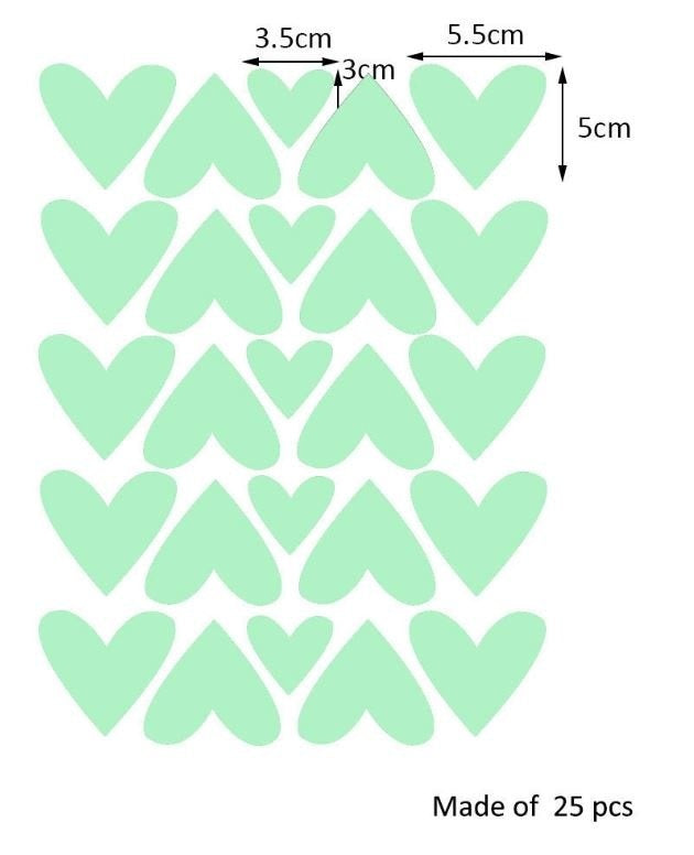 Muursticker hartjes glow in the dark babykamer - kinderkamer 25 stuks