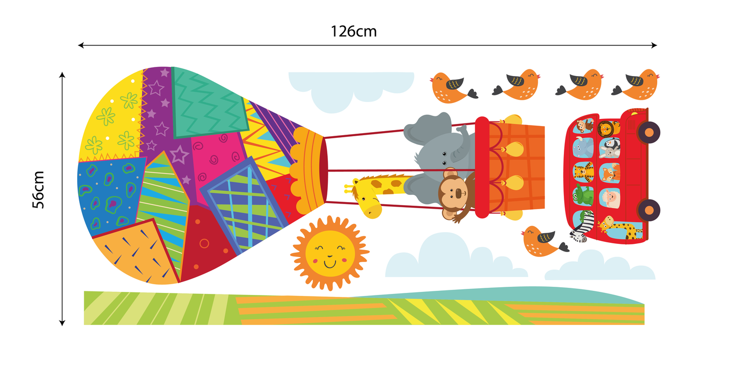 Muursticker luchtballon dieren - kinderkamer slaapkamer