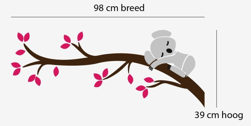 Muursticker koala op tak kinderkamer