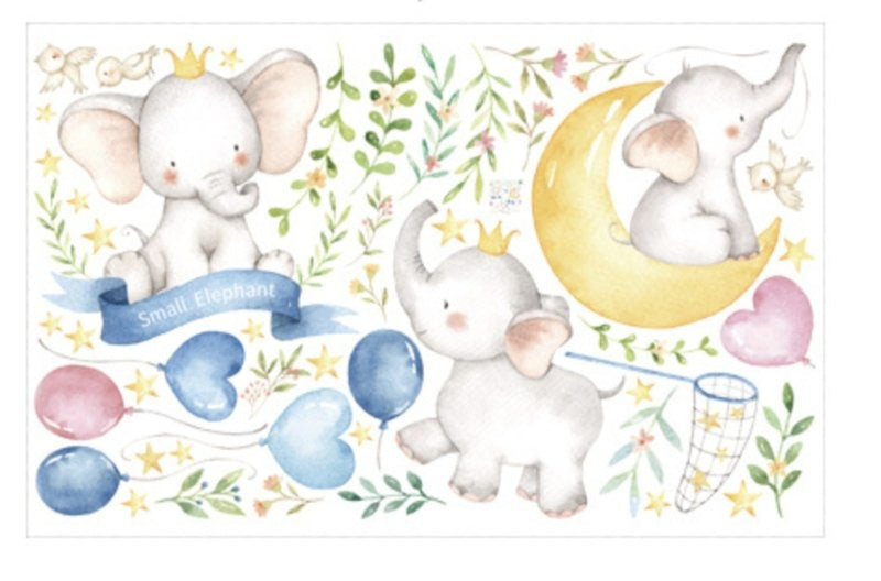 Muursticker olifanten kinderkamer - babykamer