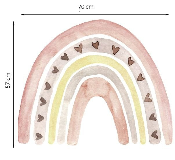 Muursticker regenboog hartjes kinderkamer