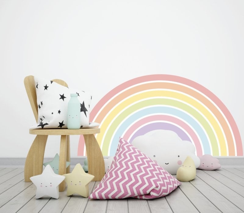 Muursticker regenboog unicorn kinderkamer