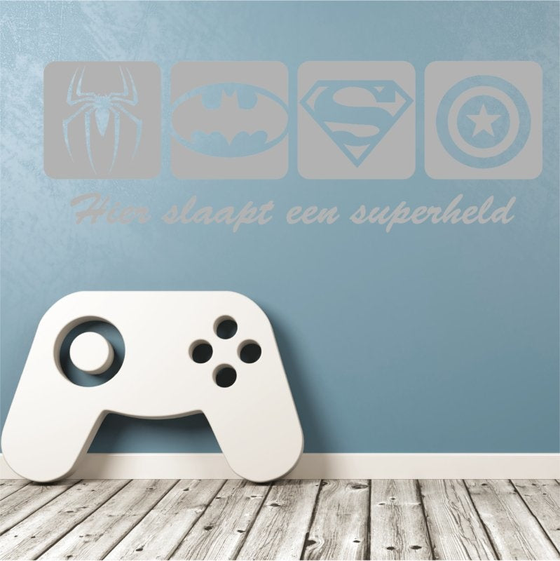 Muursticker Superhelden logo van Spiderman, Batman, Superman en Captain America