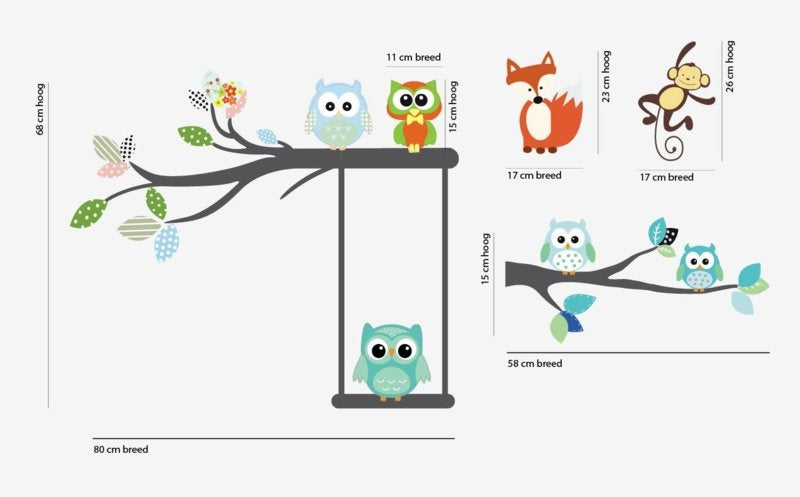 Muursticker takken babykamer / kinderkamer