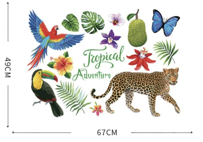 Muursticker tropische jungle beesten mix kinderkamer / babykamer