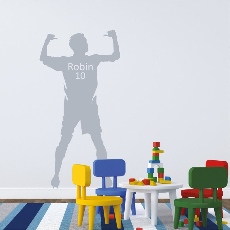 Muursticker voetbal met naam jongenskamer / kinderkamer