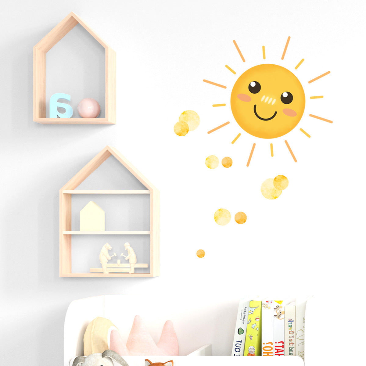 Muursticker zon gezichtje kinderkamer