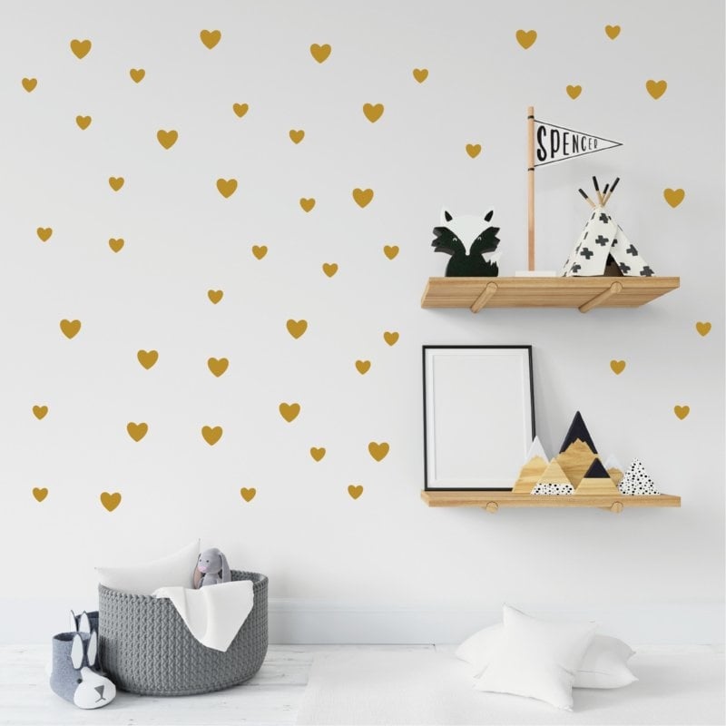 Muurstickers hartjes goud 42 stuks