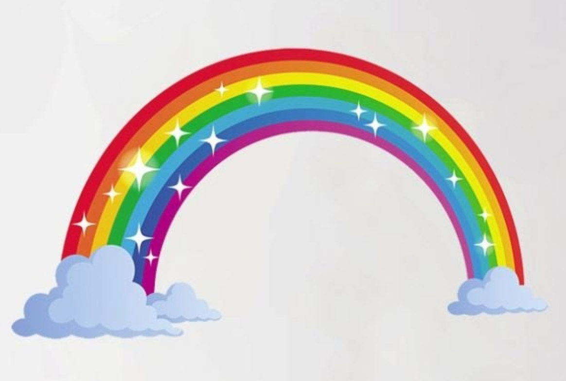 Muursticker regenboog en wolken kinderkamer