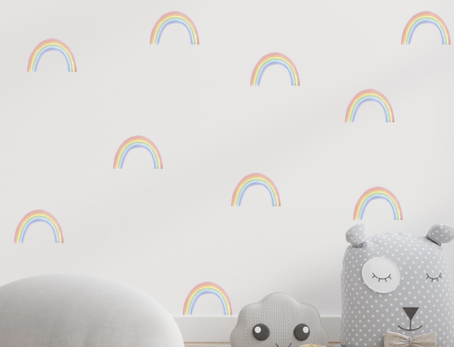 Muurstickers regenboogjes pastel mini kinderkamer
