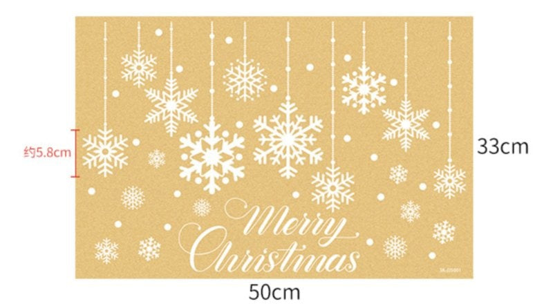 Raamsticker Merry Christmas witte sneeuwvlokken statisch hechtend