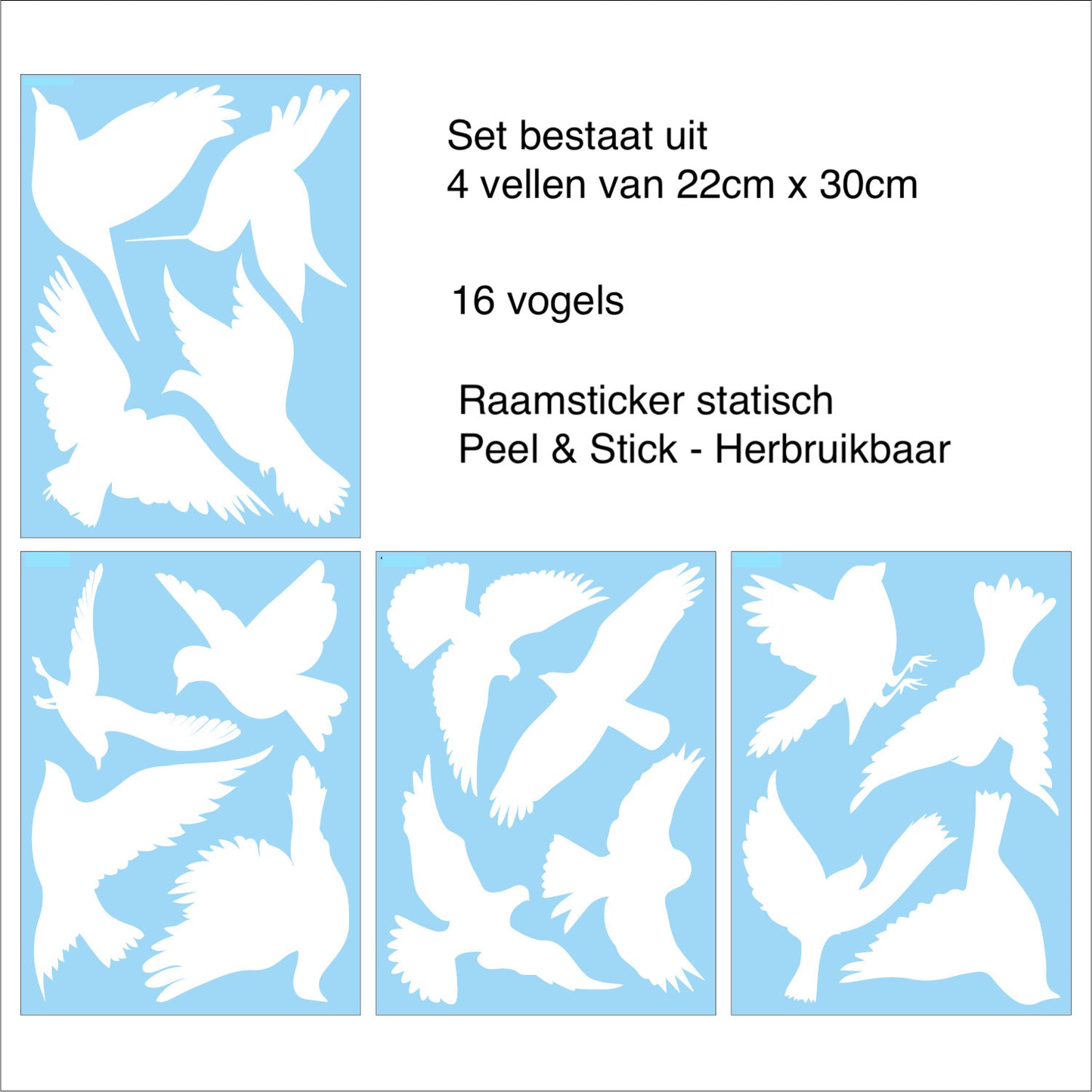 Statische vogels raamstickers 16 vogels vogelbescherming