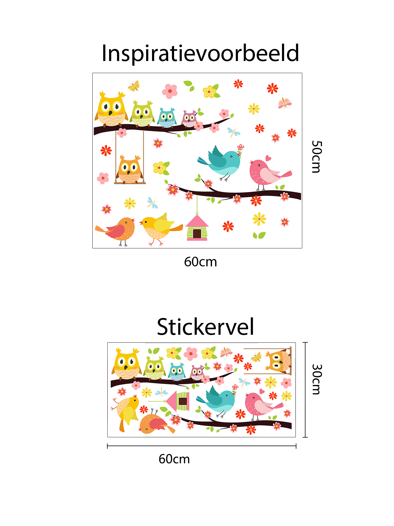 Raamsticker zelfklevend vogels op tak