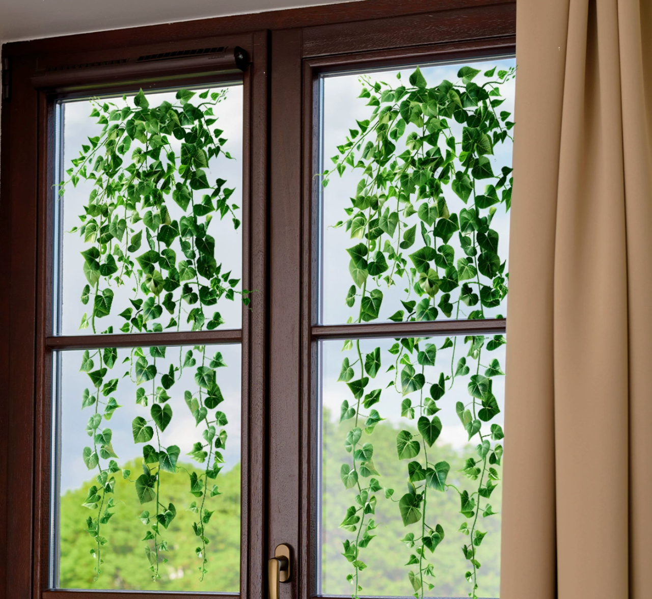 Statische Raamstickers Groene Bladeren – Herbruikbare Decoratieve Glasstickers Zonder Lijm voor Woonkamer & Slaapkamer