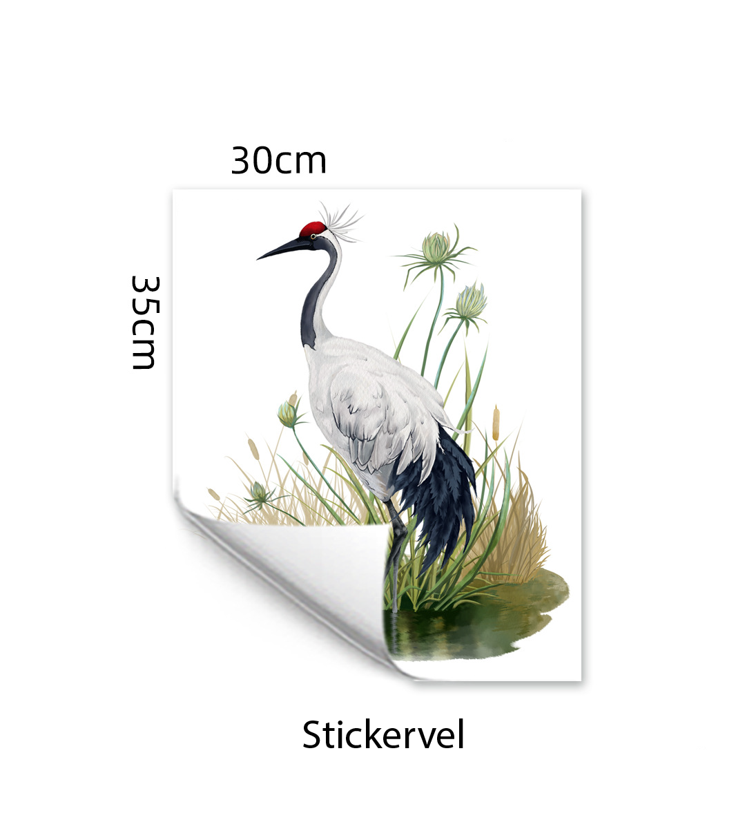 Statische raamsticker kraanvogel in de vijver