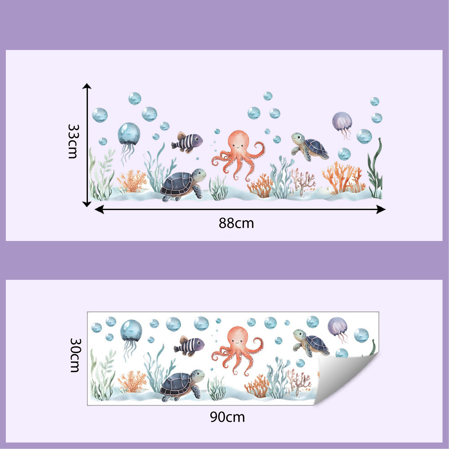 Muursticker oceaandieren – octopus, schildpad & kwallen