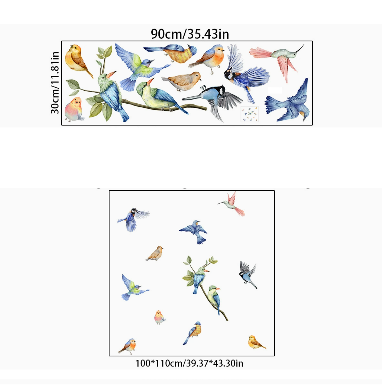 Zelfklevende Muurstickers Takken en Vogels – Natuur Wanddecoratie voor Woonkamer, Slaapkamer & Interieur