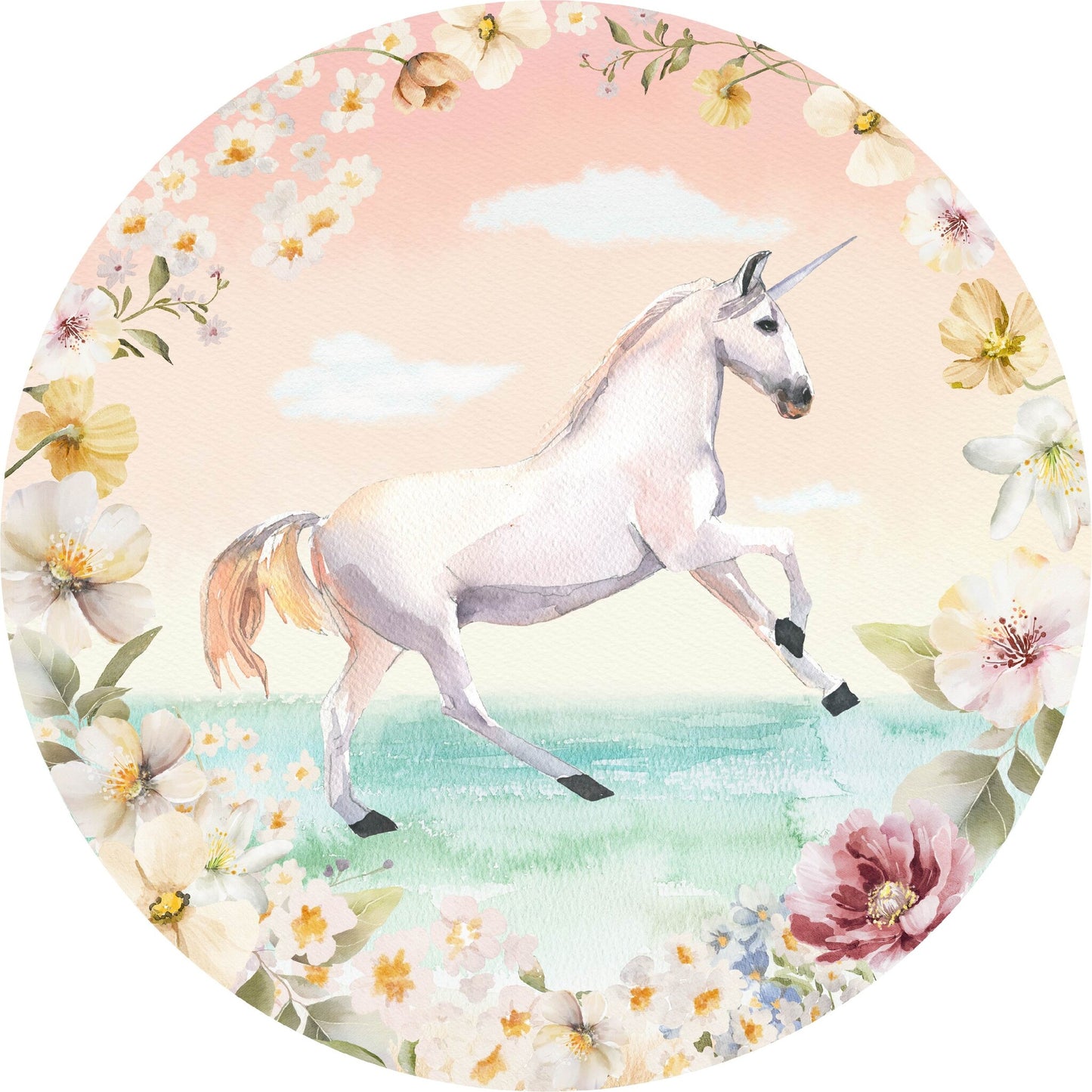 Unicorn muursticker cirkel