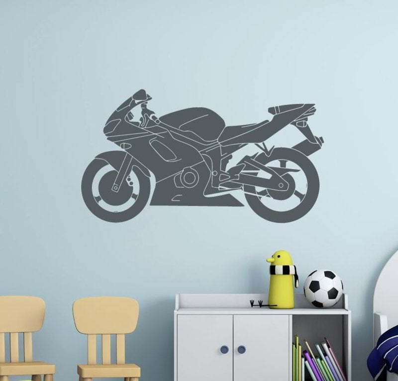 Muursticker motor fiets kinderkamer decoratie jongen