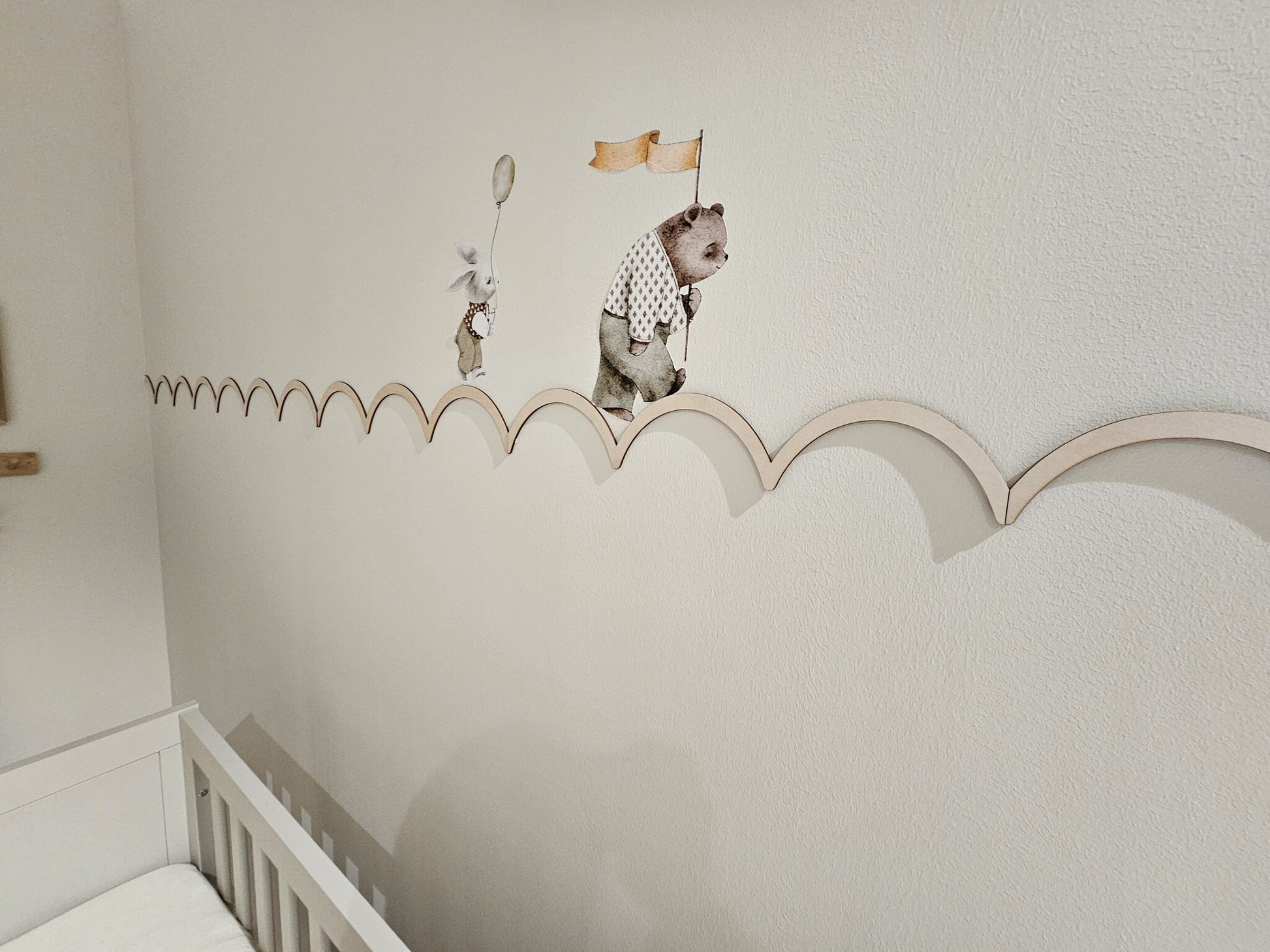 Houten Schelp / Scallop Lambrisering voor baby en kinderkamer