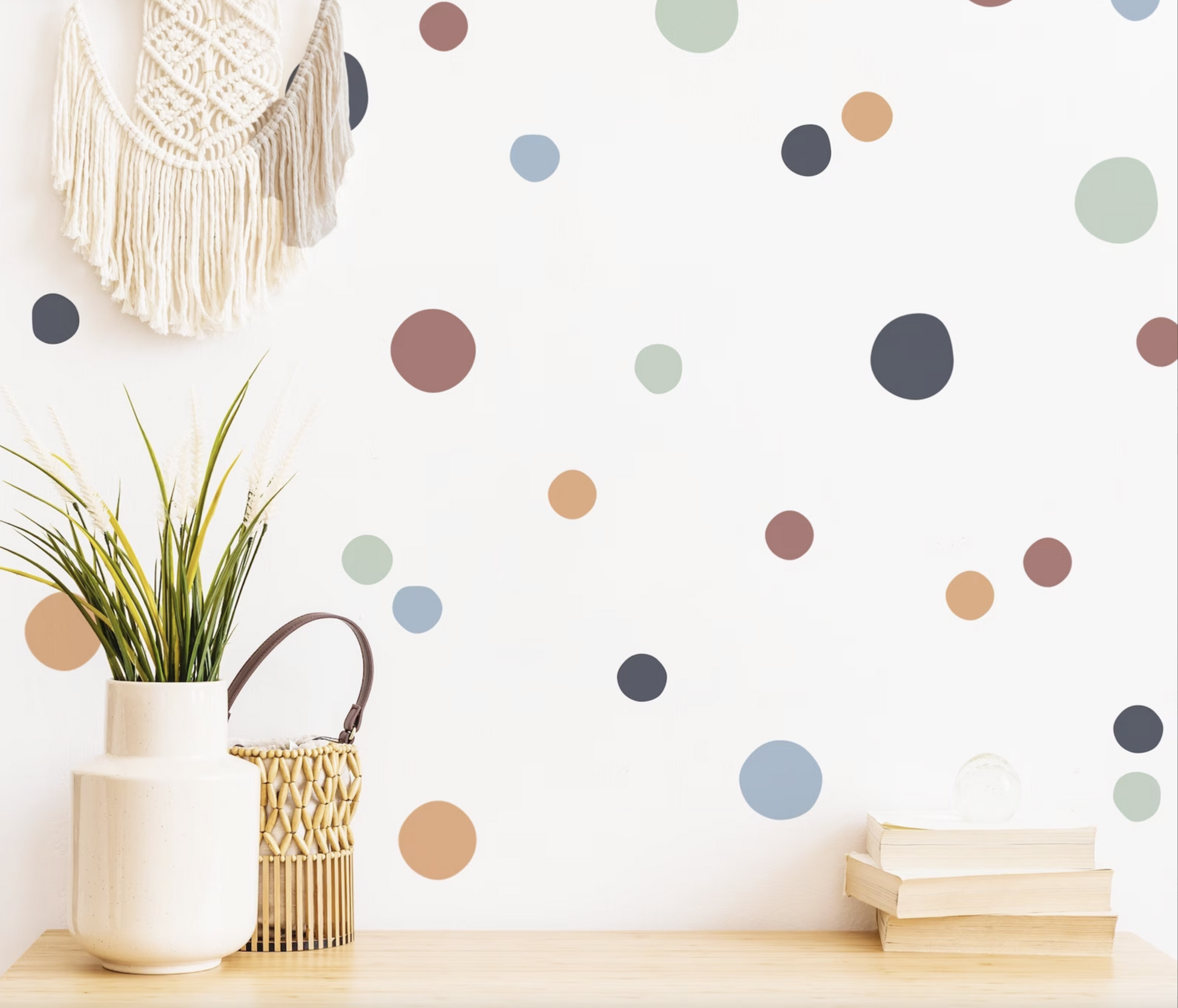 60 Boho Polka Dot muurstickers