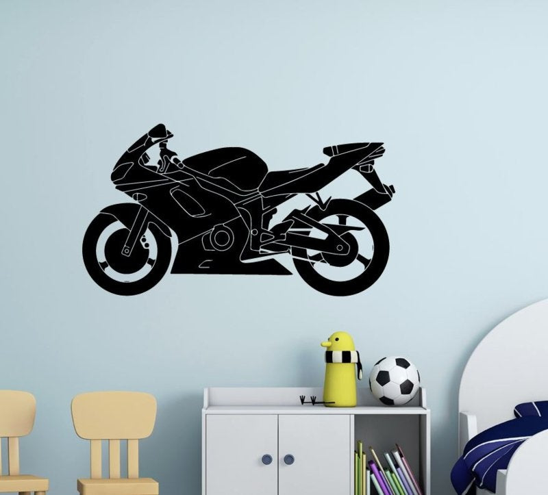 Muursticker motor fiets kinderkamer decoratie jongen