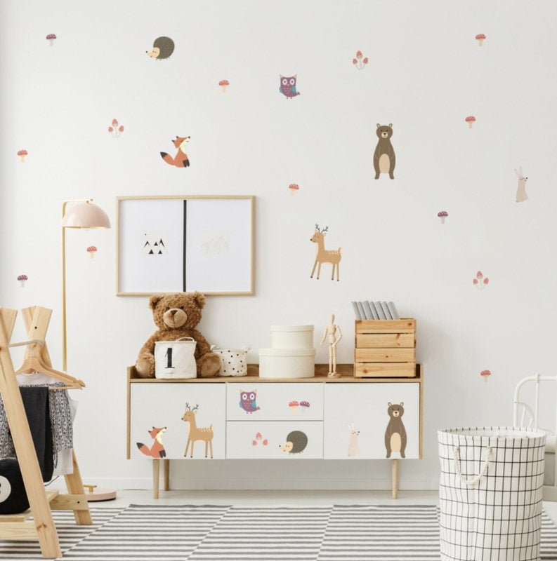 Muursticker bosdieren kinderkamer / babykamer