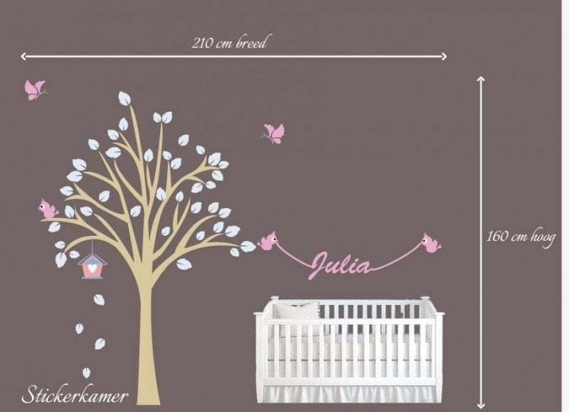 Muursticker design boom met naam